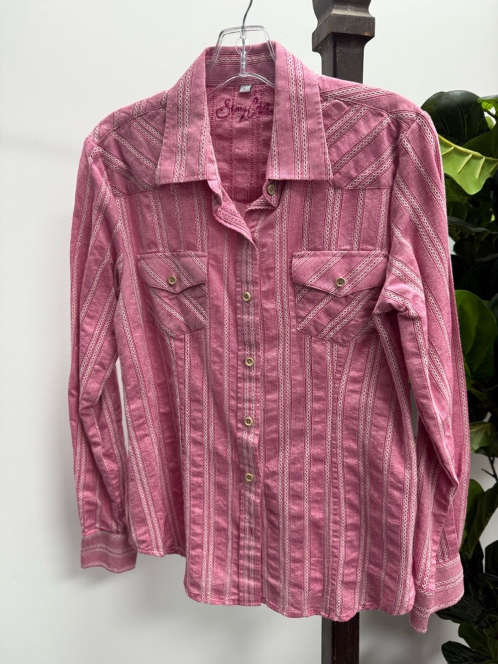 Sherry Cervi by Resistol Striped Pink Button-Up Shirt